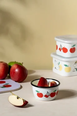 Moomin emailleschaal 30 cl, Joyfull Apples-röd
