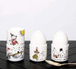 Moomin gekleurde eierdoppen 4-delig, Wit met motief