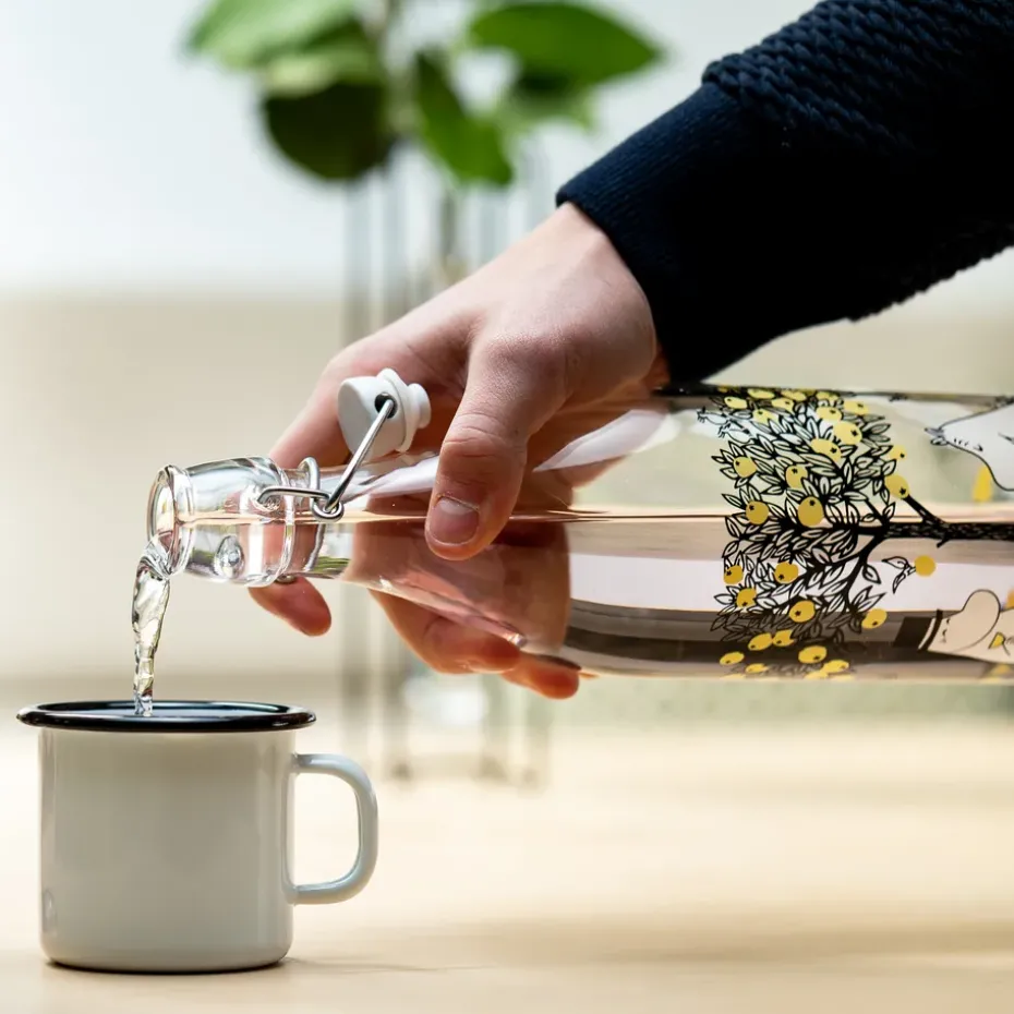 Moomin glazen fles 1 L, Apples