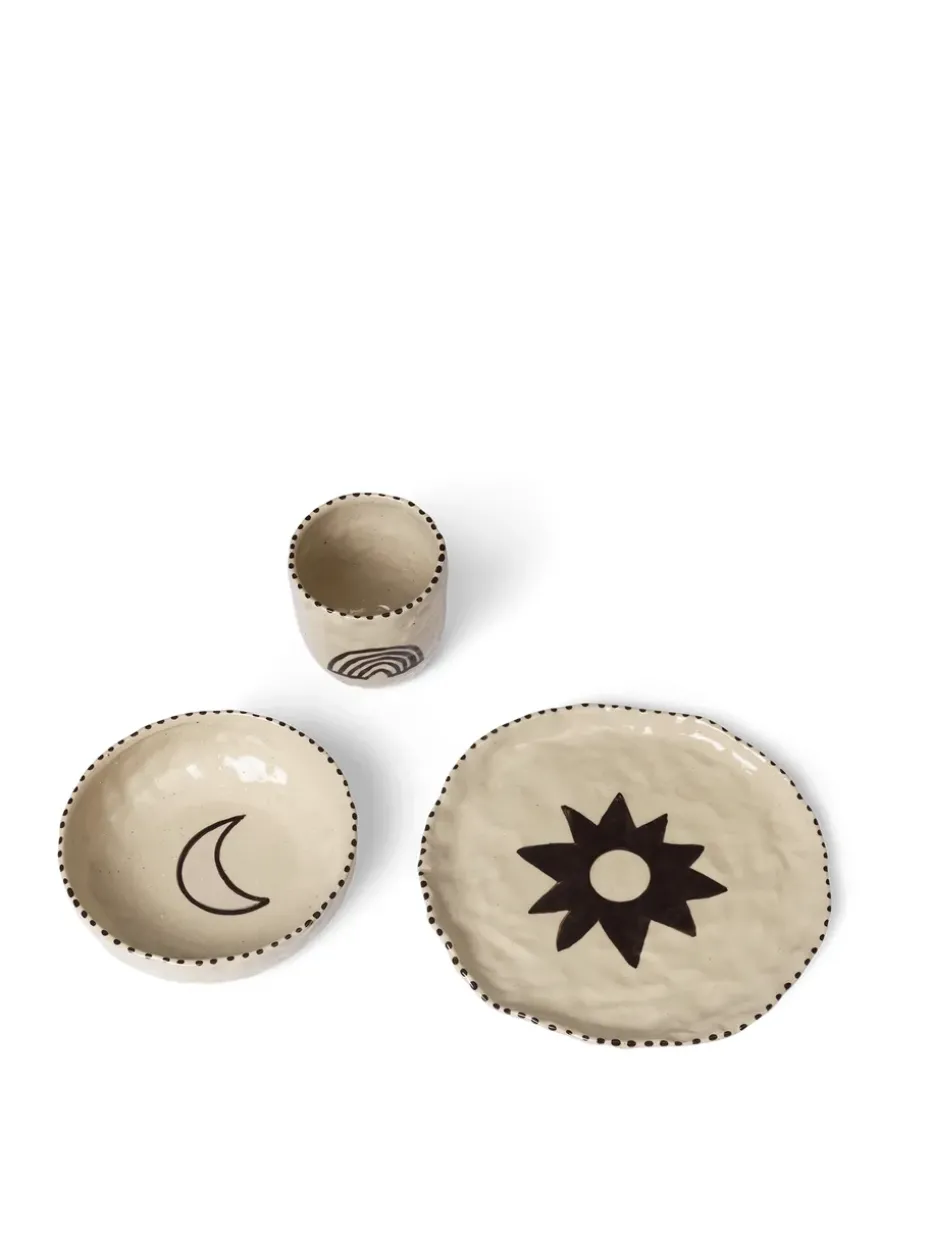 Naive kinderservies 3-delig, Red brown