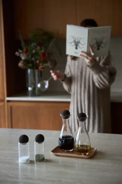 Nature zout- en peperstel met kurkbal 2-pack, Transparant-donkerbruin