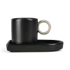 Niki espressokopje met schotel, Black-beige