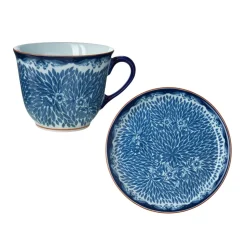 Ostindia Floris beker 40 cl en bord Ø20 cm, Blauwn