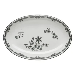 Ostindia Zwarte serveerschaal ovaal 22x33 cm, Zwart