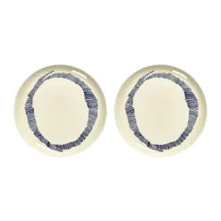 Ottolenghi Feast bord L Ø26 cm 2-pack, White stripes-blue