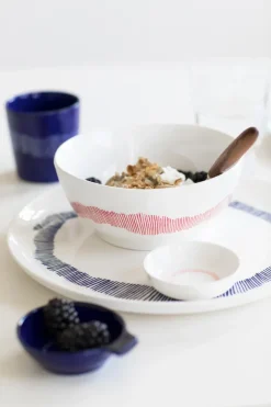 Ottolenghi Feast bord L Ø26 cm 2-pack, White stripes-blue
