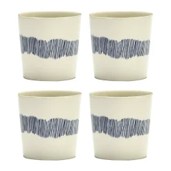 Ottolenghi Feast koffiekop 25 cl 4-pack, White stripes-blue