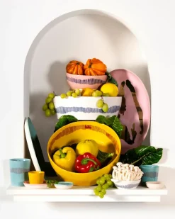 Ottolenghi Feast saladeschaal Ø27,5 cm, Yellow stripes-red