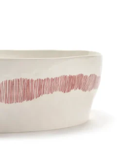 Ottolenghi Feast saladeschaal Ø27,5 cm, White stripes-red