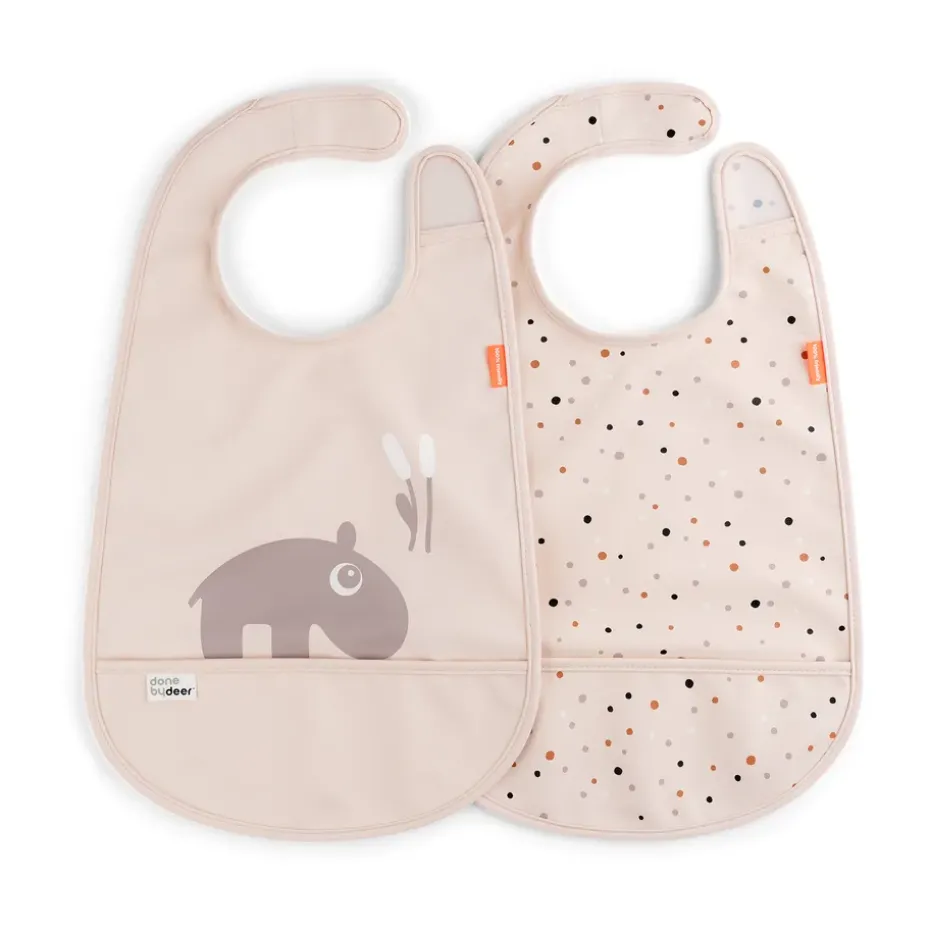 Ozzo slabbetje met klittenband 2-pack, Powder