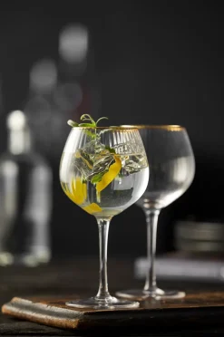 Palermo Gold gin & tonicglas 65 cl 4-pack, Transparant-goud