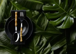 Panda bestekset 24-delig, Roestvrij staal-bamboe