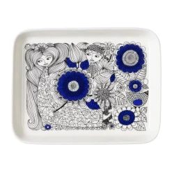 Pastoraali bord 15x19 cm, Blauw-wit