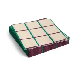 Pattern Lunch servet 33x33 cm 20-pack, Off white-silver-green braid check