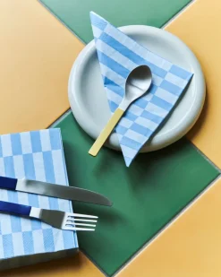 Pattern Lunch Stripe servet 33x33 cm 20-pack, Light blue-dusty blue pillar