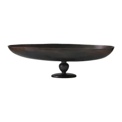 Pavot serveerschaal op voet, Bruin