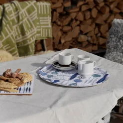 Picknick dienblad Ø38 cm, Blauw-beige