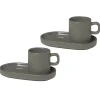 Pilar espressokopje met schotel, 2 stuks, Pewter