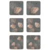 Pine Cone onderzetter 6-pack, moss grey