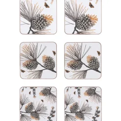 Pine Cone onderzetter 6-pack, Cotton white