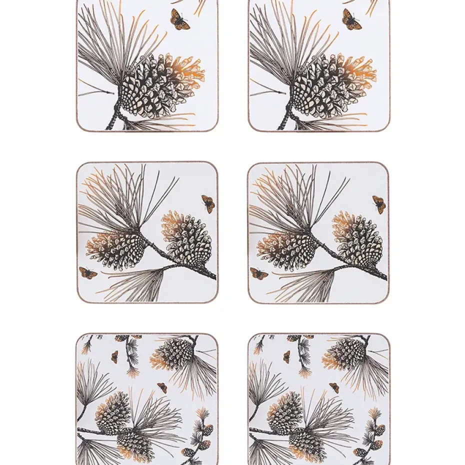 Pine Cone onderzetter 6-pack, Cotton white