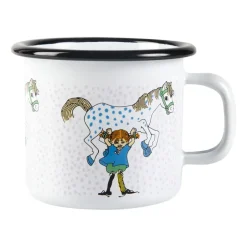 Pippi and the horse emaillen mok 2,5 dl, White