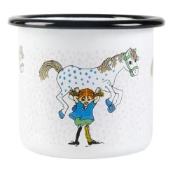 Pippi and the horse emaillen mok 2,5 dl, White