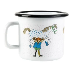 Pippi and the horse emaillen mok 2,5 dl, White