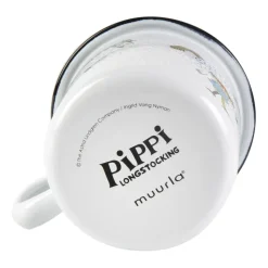 Pippi and the horse emaillen mok 2,5 dl, White