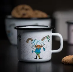 Pippi and the horse emaillen mok 2,5 dl, White