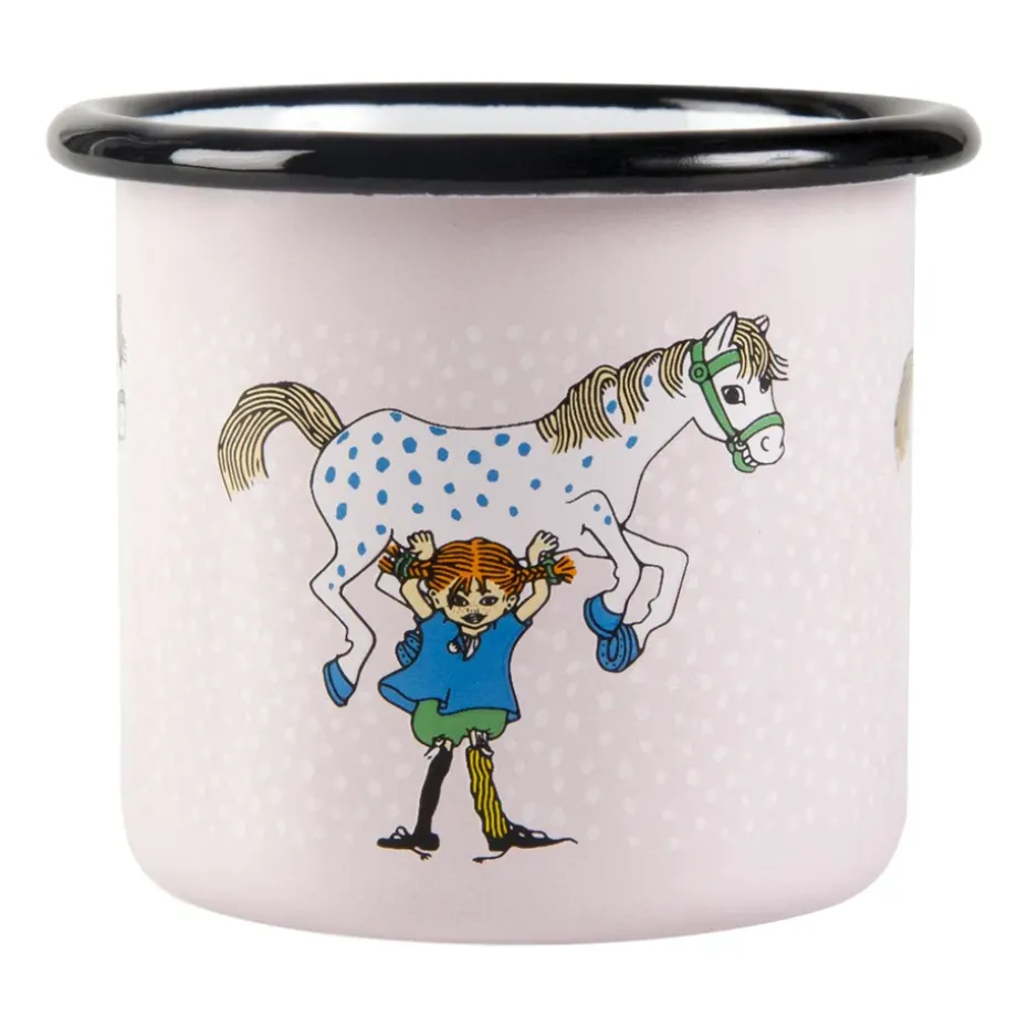 Pippi and the horse emaillen mok 1,5 dl, Light pink
