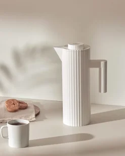 Plissé thermoskan 1 L, Wit