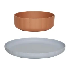 Pullo bord & kom 2 delen, Caramel-ice blue