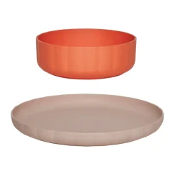 Pullo bord & kom 2 delen, Rose-apricot