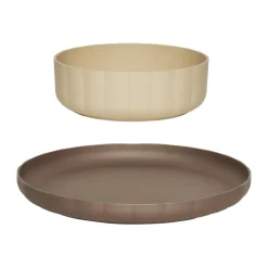 Pullo bord & kom 2 delen, Taupe-vanilla