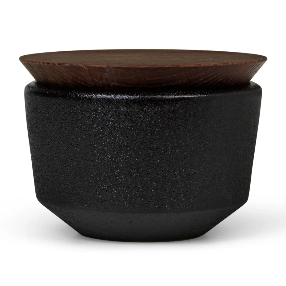 Rå zoutpot met deksel 15 cl, Zwart