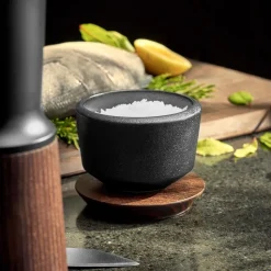 Rå zoutpot met deksel 15 cl, Zwart