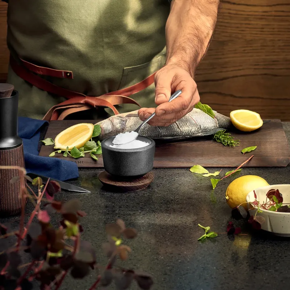 Rå zoutpot met deksel 15 cl, Zwart