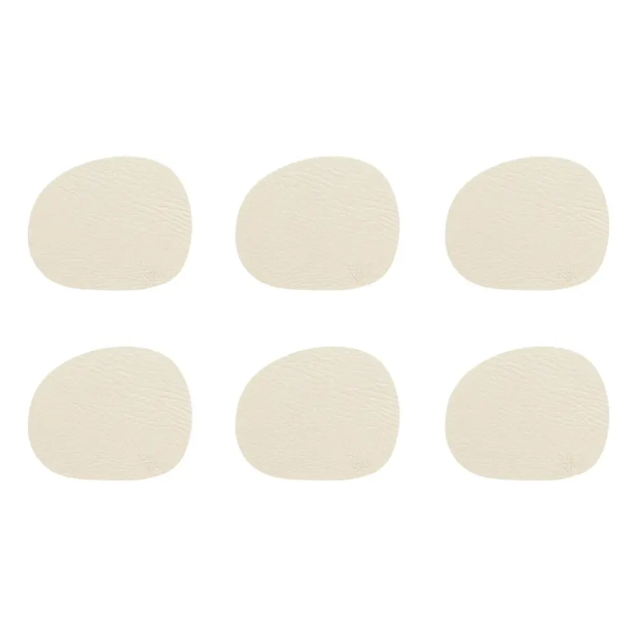 Raw glasonderzetters leer 6-pack, Wam nude (beige)