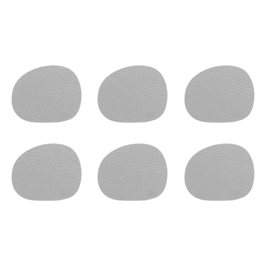Raw glasonderzetters leer 6-pack, Lichtgrijs