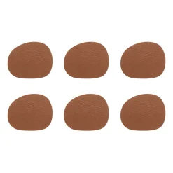 Raw glasonderzetters leer 6-pack, Cinnamon brown (bruin)