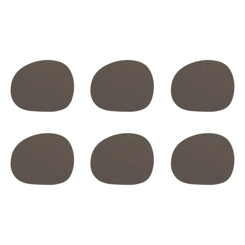 Raw glasonderzetters leer 6-pack, Clay (bruin)