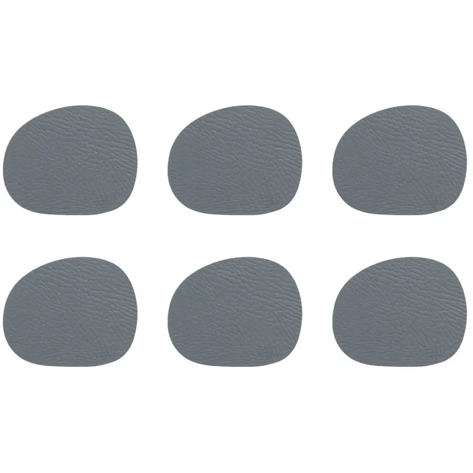 Raw glasonderzetters leer 6-pack, Grey buffalo (grijs)