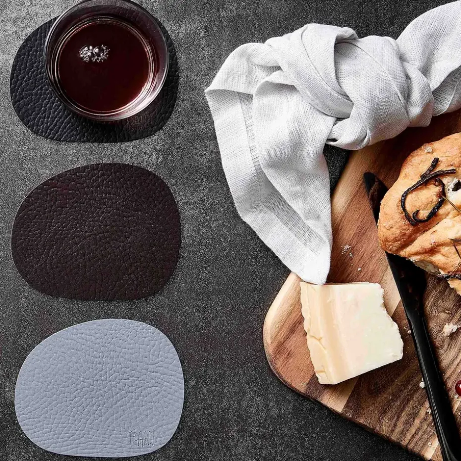 Raw glasonderzetters leer 6-pack, Grey buffalo (grijs)