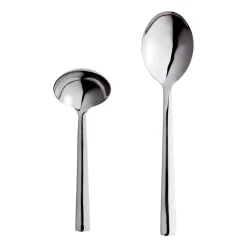 Raw opscheplepel en sauslepel, Gepolijst roestvrij staal