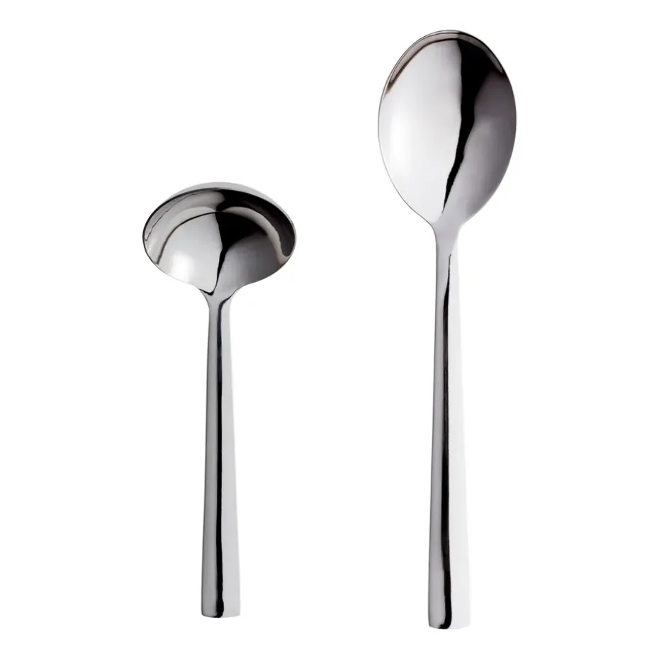 Raw opscheplepel en sauslepel, Gepolijst roestvrij staal