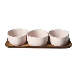 Raw Organic kommenset met houten plateau, Nordic Nude