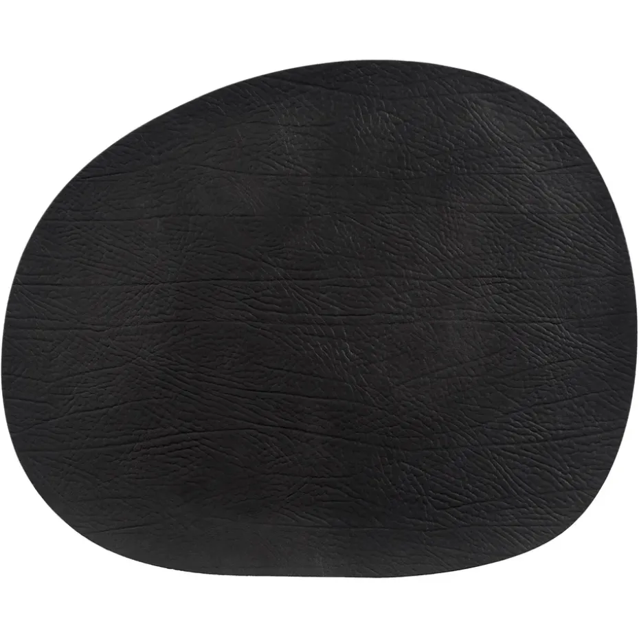 Raw placemat leer, Black buffalo (zwart)