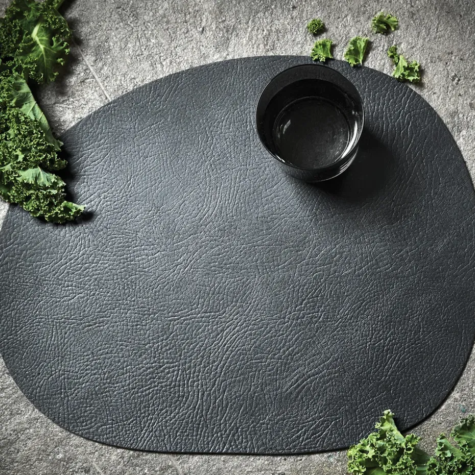 Raw placemat leer, Black buffalo (zwart)
