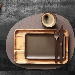 Raw placemat leer, Dusty rose buffalo
